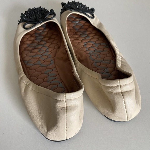 Sam Edelman Beatrix Ballet Flat Ballerina Studded Spike Cream Black Toe … - Picture 4 of 5